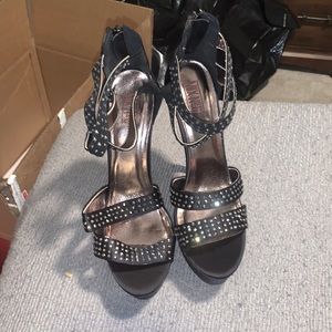black rhinestone heels